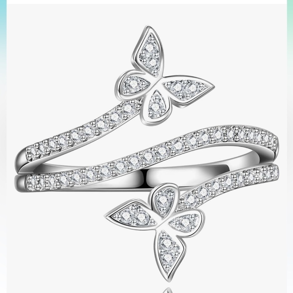 Elegant Silver wrap Butterfly Ring size 9